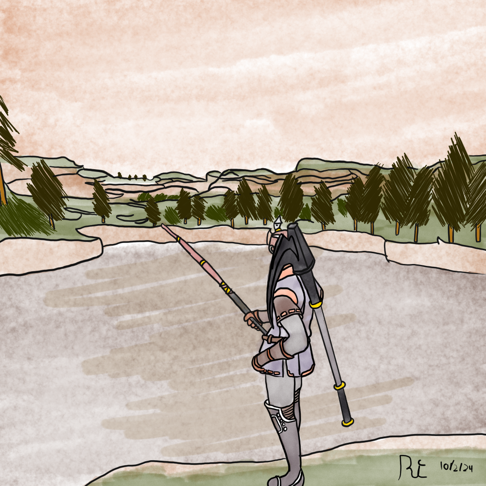 Player fishing at Lufaise Meadows